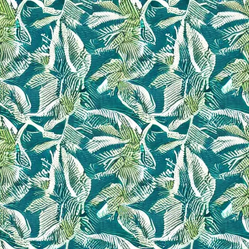 Prompt: fabric pattern of leaves