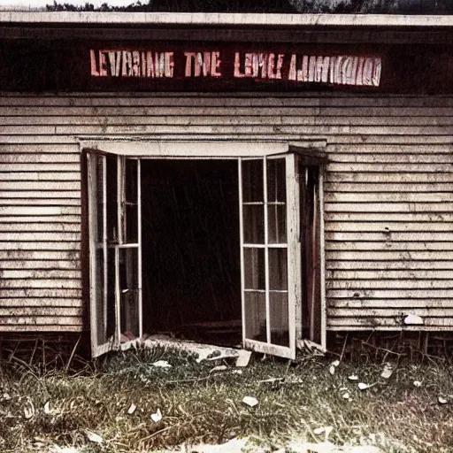 Prompt: an abandoned store's exterior in the middle of nowhere, by helen levitt, ultra detailed, rainy, beautiful