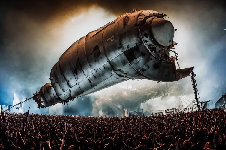 Prompt: a doom metal band playing a concert as the hindenburg crashes in the background, high definition, photorealistic art, drums, bass, keyboard, guitar, 4 k,