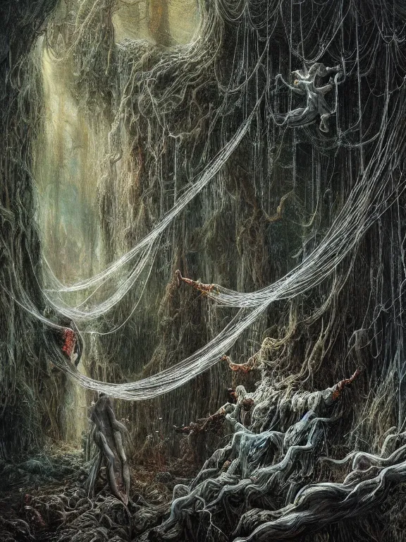 A Detailed Painting Of Cobweb Hanging On The Eldritch Stable Diffusion Openart