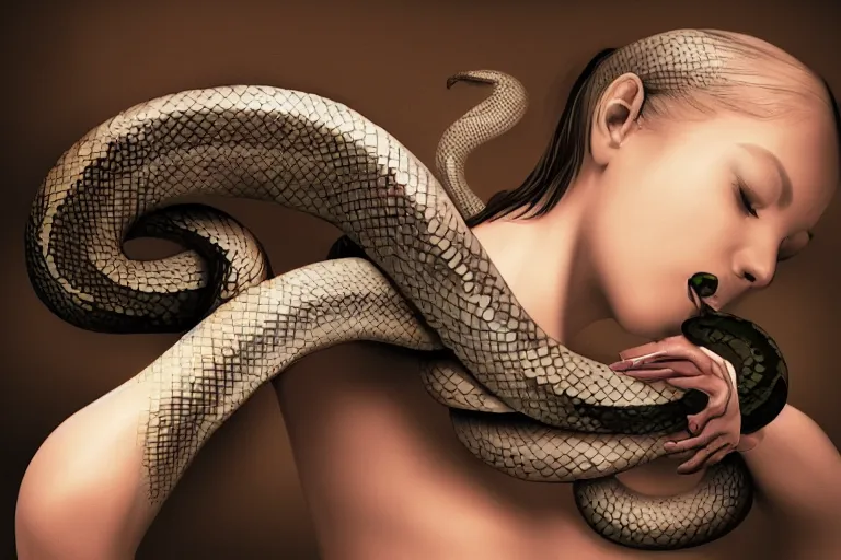 Image similar to Tattoo of a snake eating its own tail, digital art, 8k, UHD