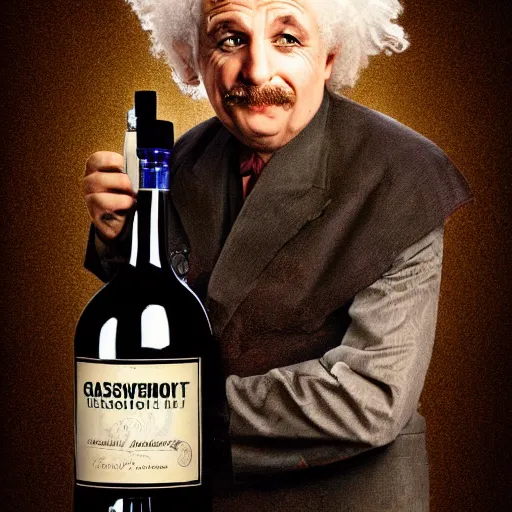 Prompt: alcoholic einstein portrait