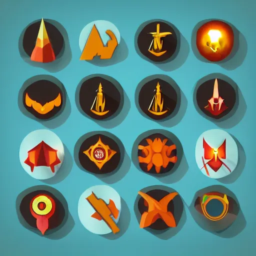 Image similar to wizard skills icons set, UI, HD vector art, trending on artstation