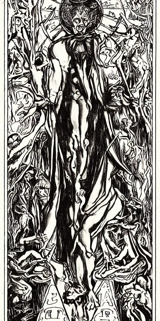 Image similar to the devil tarot card by austin osman spare