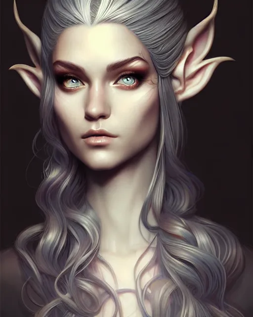 Image similar to digital art, centered portrait elven with short haire, half - face made with intricate roots, by james jean and by artgerm, by ross tran, ultradetailed, charachter design, concept art, trending on artstation,