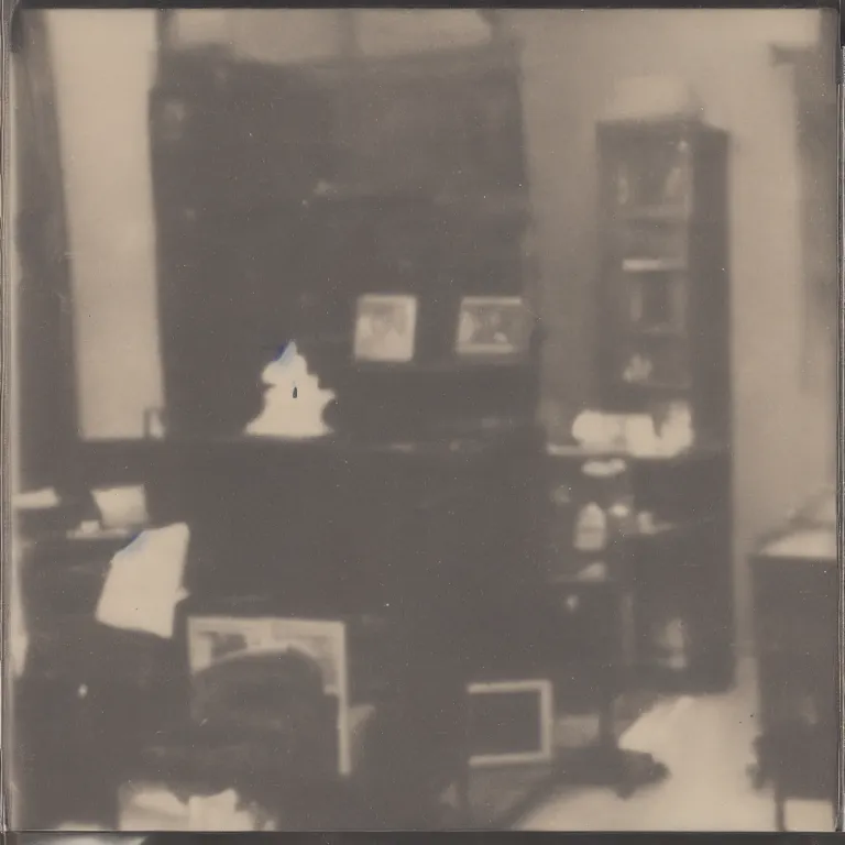 Image similar to Polaroid photograph of fumo plush in the backrooms