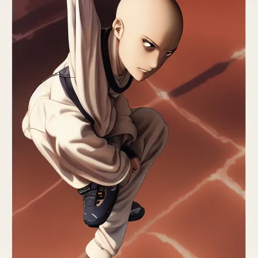 Prompt: franciscan monk wearing air max by Range Murata, Katsuhiro Otomo, Yoshitaka Amano, and Artgerm. anime illustration, 8K resolution