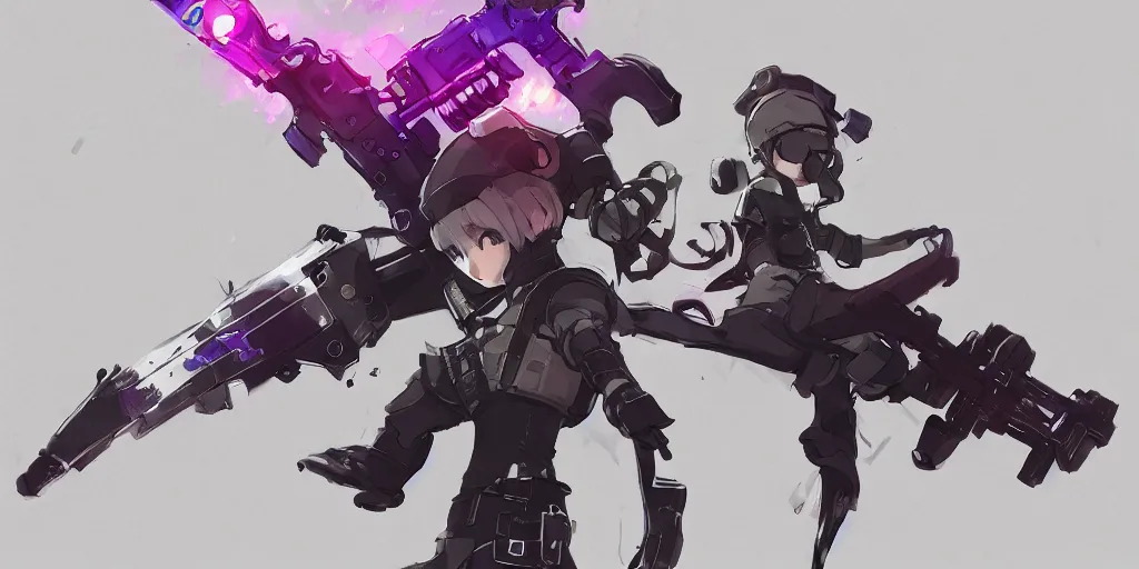 Image similar to splatoon nintendo one character digital painting no blur, concept art, character sheet nier automata 2 d, yoji shinkawa, yoshitaka amano, tsutomu niehi, cyberpunk, trending on artstation, featured on pixiv, hyper detail, cinematic composition, 8 k