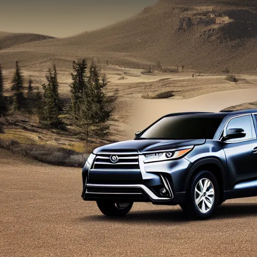 Image similar to product photo concept for a simple minimalist suv like a toyota highlander designed by apple inc,