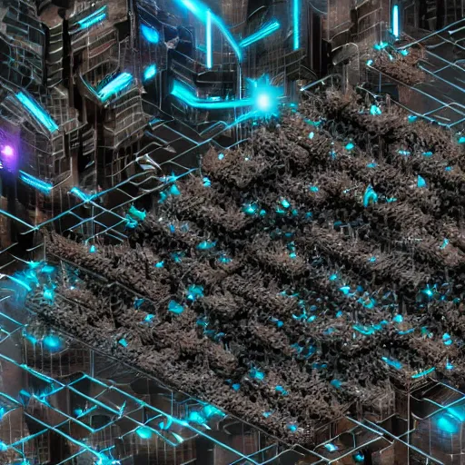 Image similar to a swarm of black nanobots, Cyberpunk, Sci-fi Art