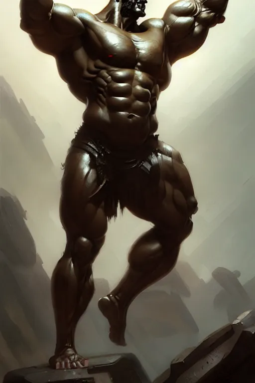 Image similar to muscular hercules by bayard wu, greg rutkowski, giger, maxim verehin