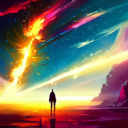 Image similar to an exploding star, by anato finnstark, by alena aenami, by john harris, by ross tran, by wlop, by andreas rocha