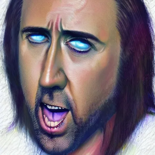 Image similar to nic cage as a furry, buff, painted portrait, highly detailed,