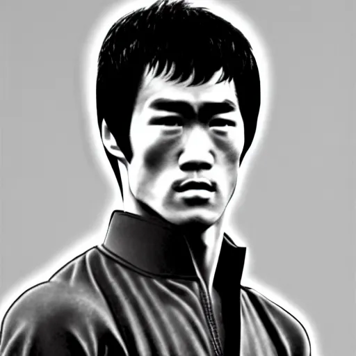 Prompt: portrait of bruce lee by james dean, very detailed, 4 k