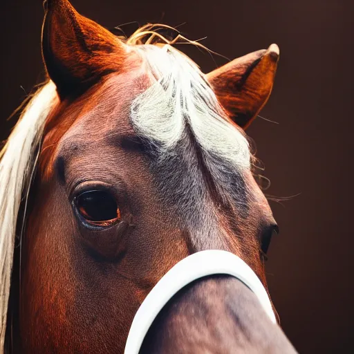 Image similar to a horse with Daniel Radcliffe's face, professional photography, canon lens