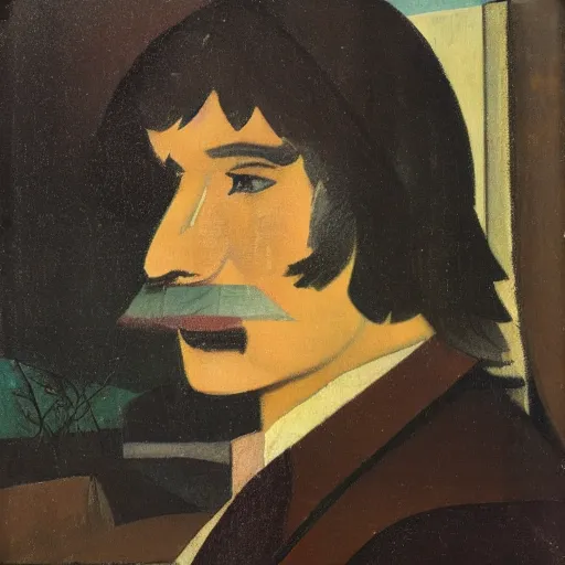 Image similar to a portrait of a character in a scenic environment by roger de la fresnaye