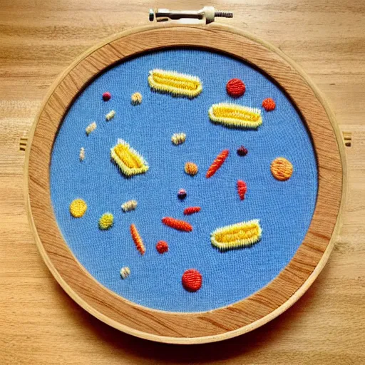 Image similar to a bowl of kraft dinner in space, embroidery, highly detailed