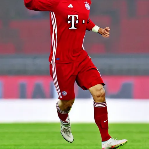 Prompt: Christiano Ronaldo in FC Bayern jersey