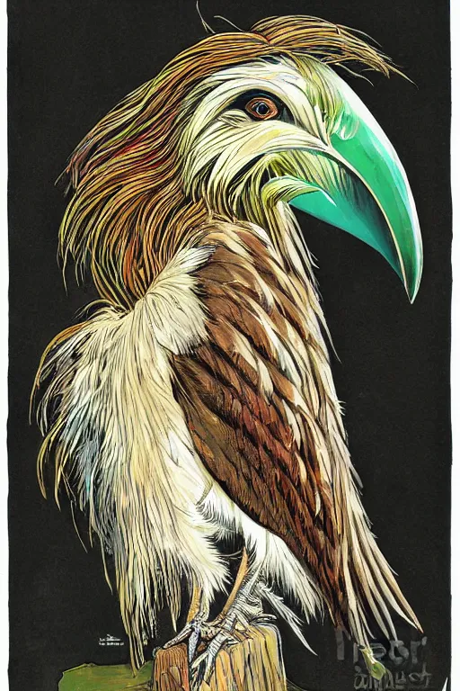 Image similar to portrait of hannah murray as a Nicobar Pigeon Hoatzin hybrid harpy Angel by todd mcfarlane