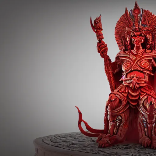 Image similar to the god of the dead, octane render, red, ornate