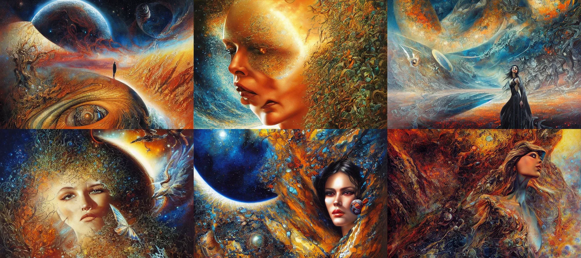 Image similar to beautiful landscape at the end of the universe, by karol bak