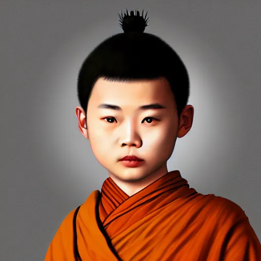 Image similar to chinese boy monk digital art
