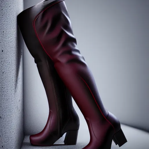 Prompt: knee high boots inspired by rats, rat design, sharp focus, very detailed, 4 k, octane render, photo taken by nikon