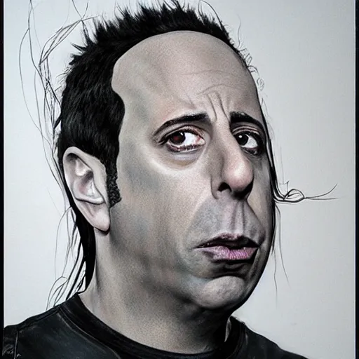 Image similar to mudvayne except it's jerry seinfeld hyperrealism