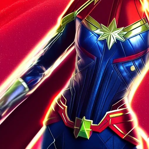 Image similar to Digital painting of Gal Gadot as Captain Marvel