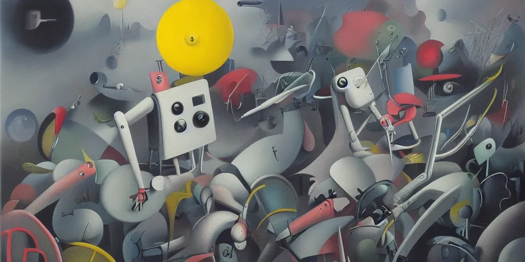 Image similar to a beautiful painting of robot by yves tanguy, trending on artstation