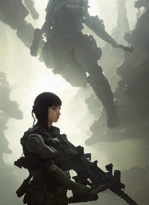 Image similar to girl wearing tactical gear, intricate lights, bio luminescent, plasma, by ruan jia and artgerm and range murata and wlop and ross tran and william - adolphe bouguereau and beeple. key art. fantasy illustration. award winning, artstation, intricate details, realistic, hyperdetailed, 8 k resolution.