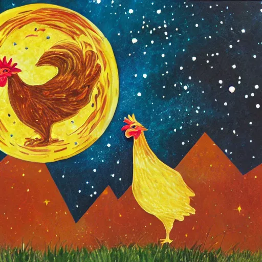 Image similar to Chicken eating the universe