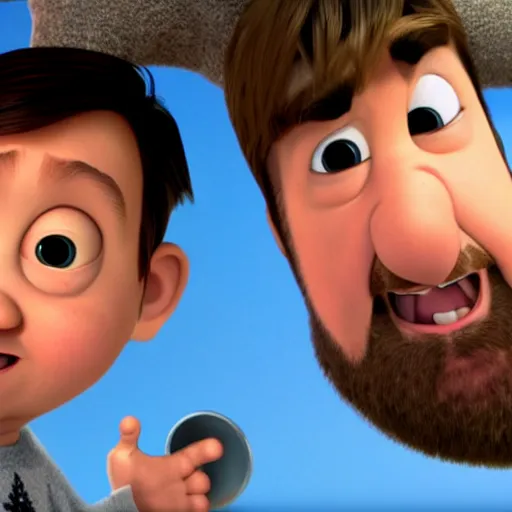 Prompt: ricky gervais as a pixar disney character from up ( 2 0 0 9 ), unreal engine, octane render, 3 d render, photorealistic