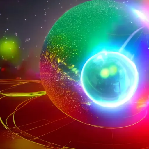 Prompt: fancy cinematic commercial of a colorful sphere, professional render, flares, beautiful