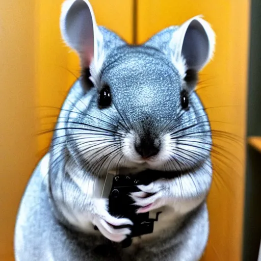 Image similar to chinchilla with a gun