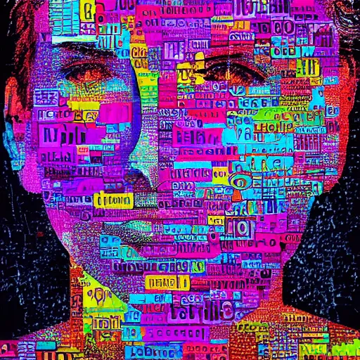 Image similar to psychedelic by jaume plensa, by jim mahfood distorted, vivid. a beautiful computer art of a person in profile, with their features appearing both in front of & behind their head.