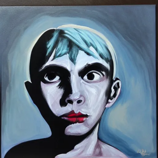 Prompt: ghost boy, acrylic painting