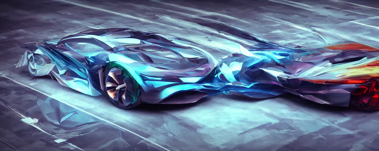 Image similar to concept car, digital art, 3d render, fast, motion blur, neon