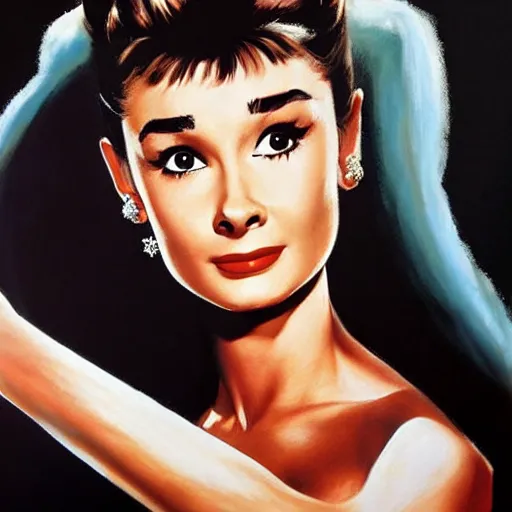 Prompt: ultra realistic portrait painting of audrey hepburn in west side story, art by frank frazetta, 4 k, ultra realistic, highly detailed, epic lighting.