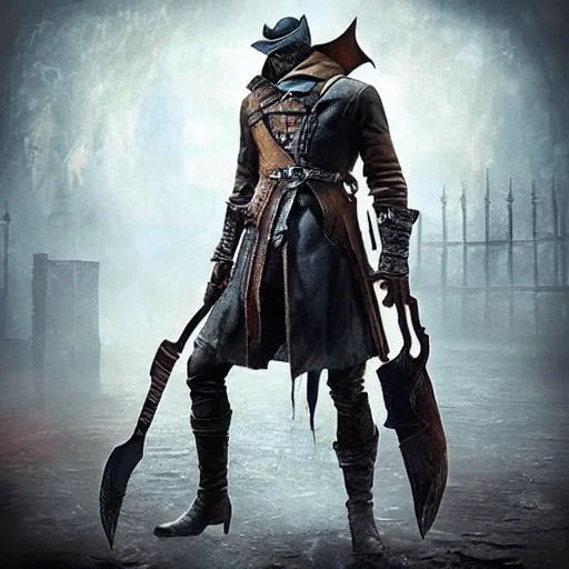 Prompt: A hunter from 'Bloodborne' as coach Belichick