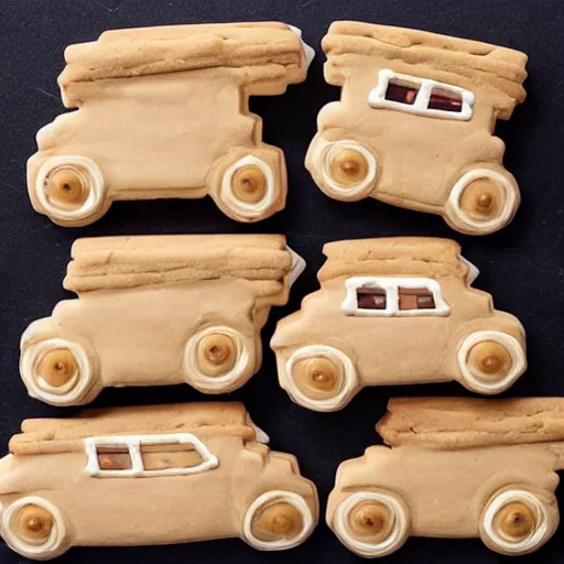 Prompt: realistic car made of cookies