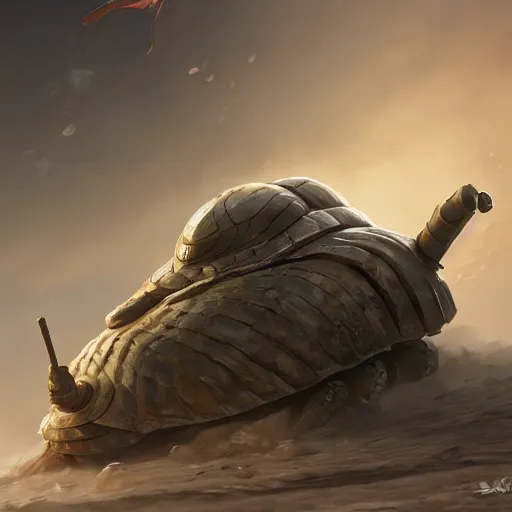 Image similar to an armored snail, made by stanley artgerm lau, wlop, rossdraws, artstation, cgsociety, concept art, cgsociety, octane render, trending on artstation, artstationhd, artstationhq, unreal engine, 4 k, 8 k,