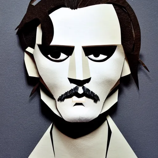 Image similar to a cut paper sculpture of johnny depp