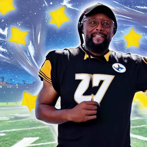 Prompt: Coach Tomlin as an anime protagonist