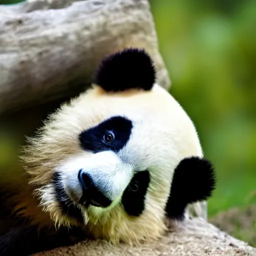 Prompt: Photograph Close us shot of panda, 50x Zoom, DSLR, HDR, artstation, nature