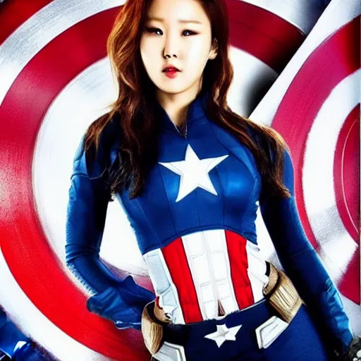 Image similar to hwasa as captain america