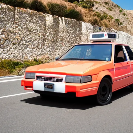 Image similar to bosozoku car in front of the Mediterranean coast