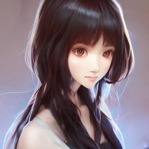 Image similar to cute girl anime portrait, extremely detailed eyes, intricate details, by stanley artgerm lau, wlop, rossdraws, james jean, andrei riabovitchev, marc simonetti, and sakimichan, tranding on artstation, unreal engine 5 rendering