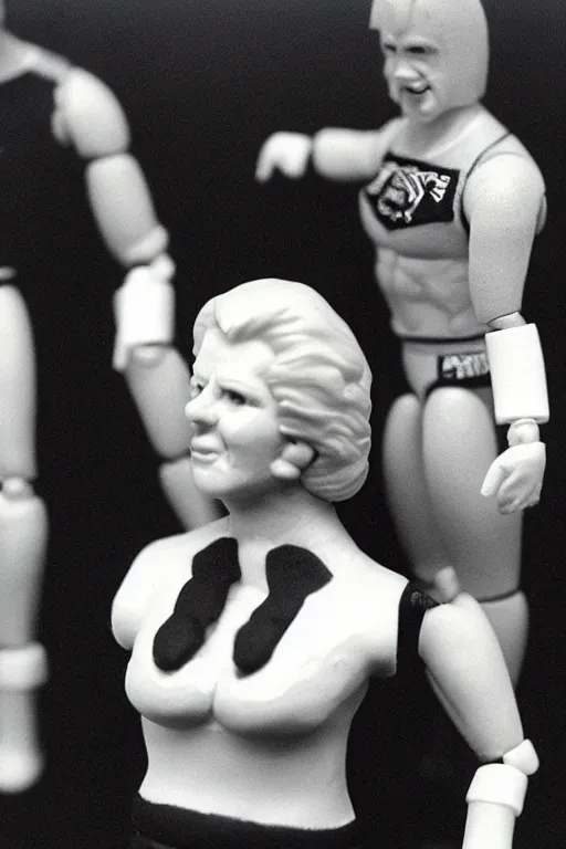 Prompt: margaret thatcher as a 1 9 8 0 s wrestling action figure