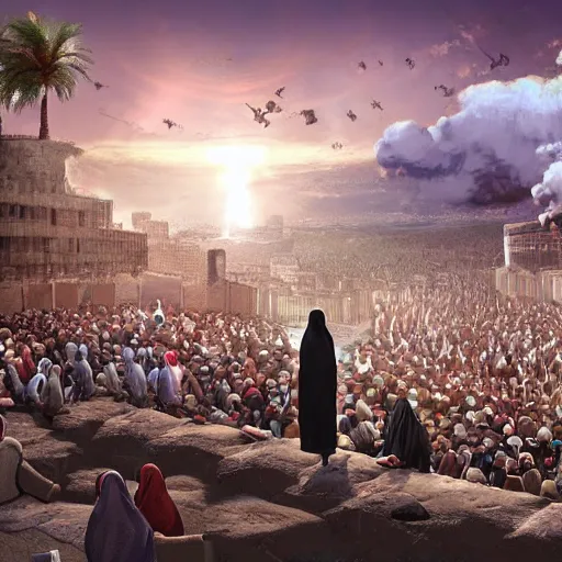 Image similar to muslims on judgment day digital art very detailed 4 k detailed super realistic